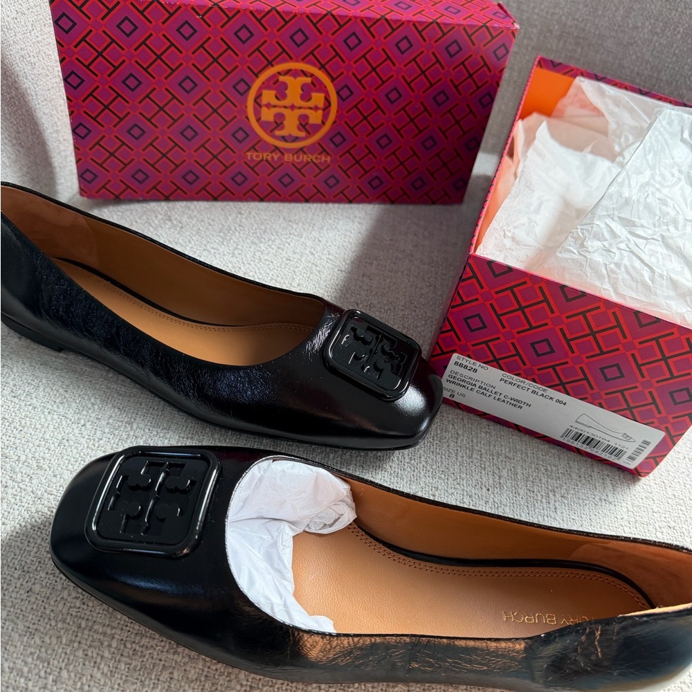 Tory Burch Black Leather Flats